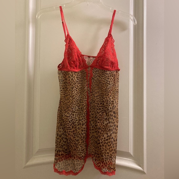 Victoria's Secret Other - victoria’s secret very sexy 🐆 vintage babydoll y2k cheetah lace slip mini dress